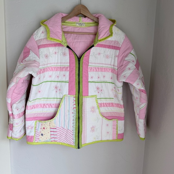 Hand Mad Jackets & Blazers - Handmade Upcycled Pink Floral Print‎ Quilt Jacket Size M/L